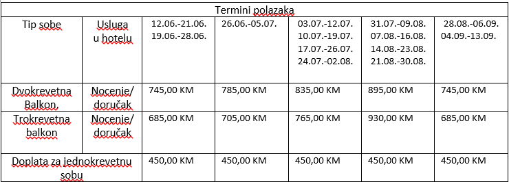 Hotel Saranda cjenik